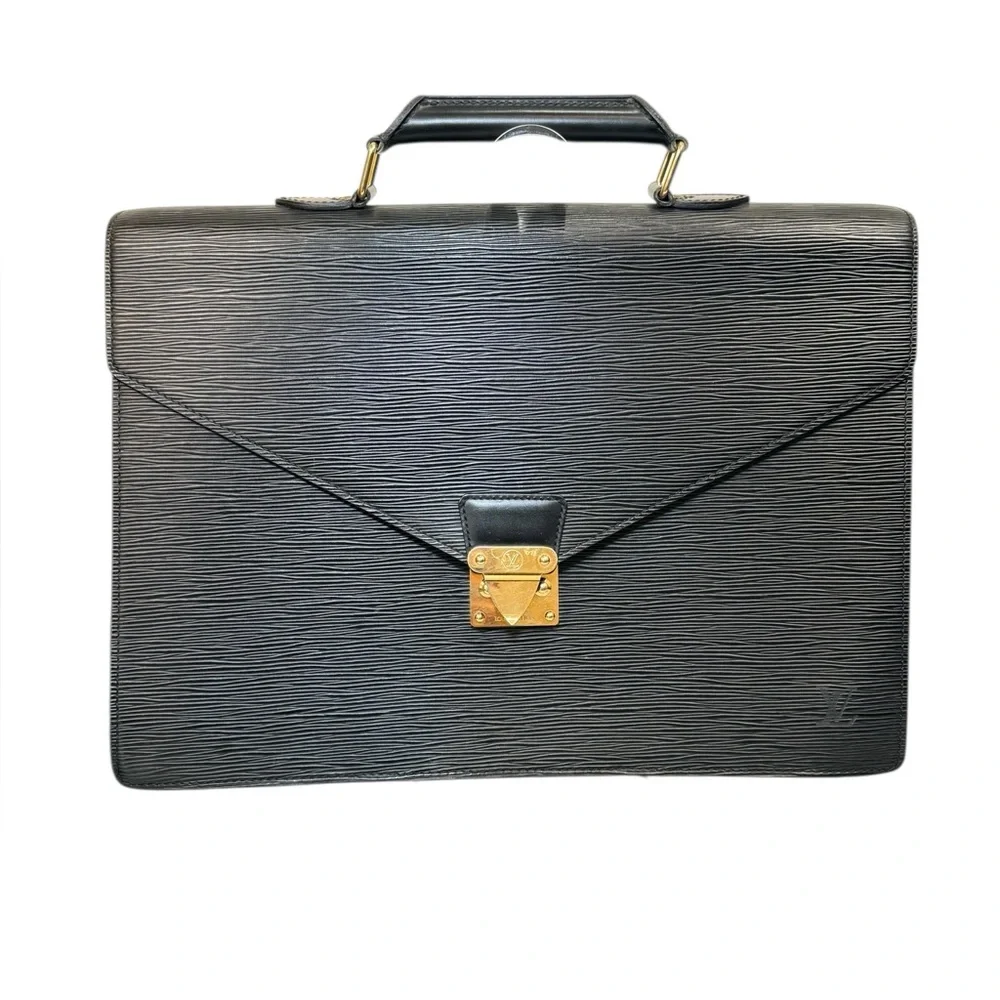 Vintage Louis Vuitton Black Epi Leather Briefcase w/ Key